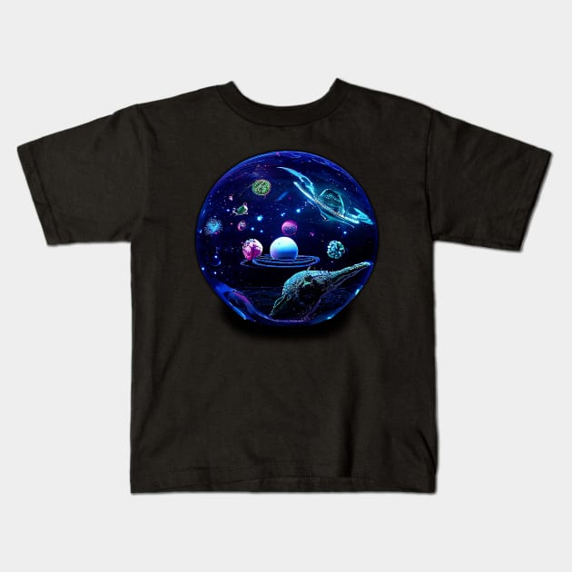 Alien Globe Kids T-Shirt by Pebbles Joy Designs